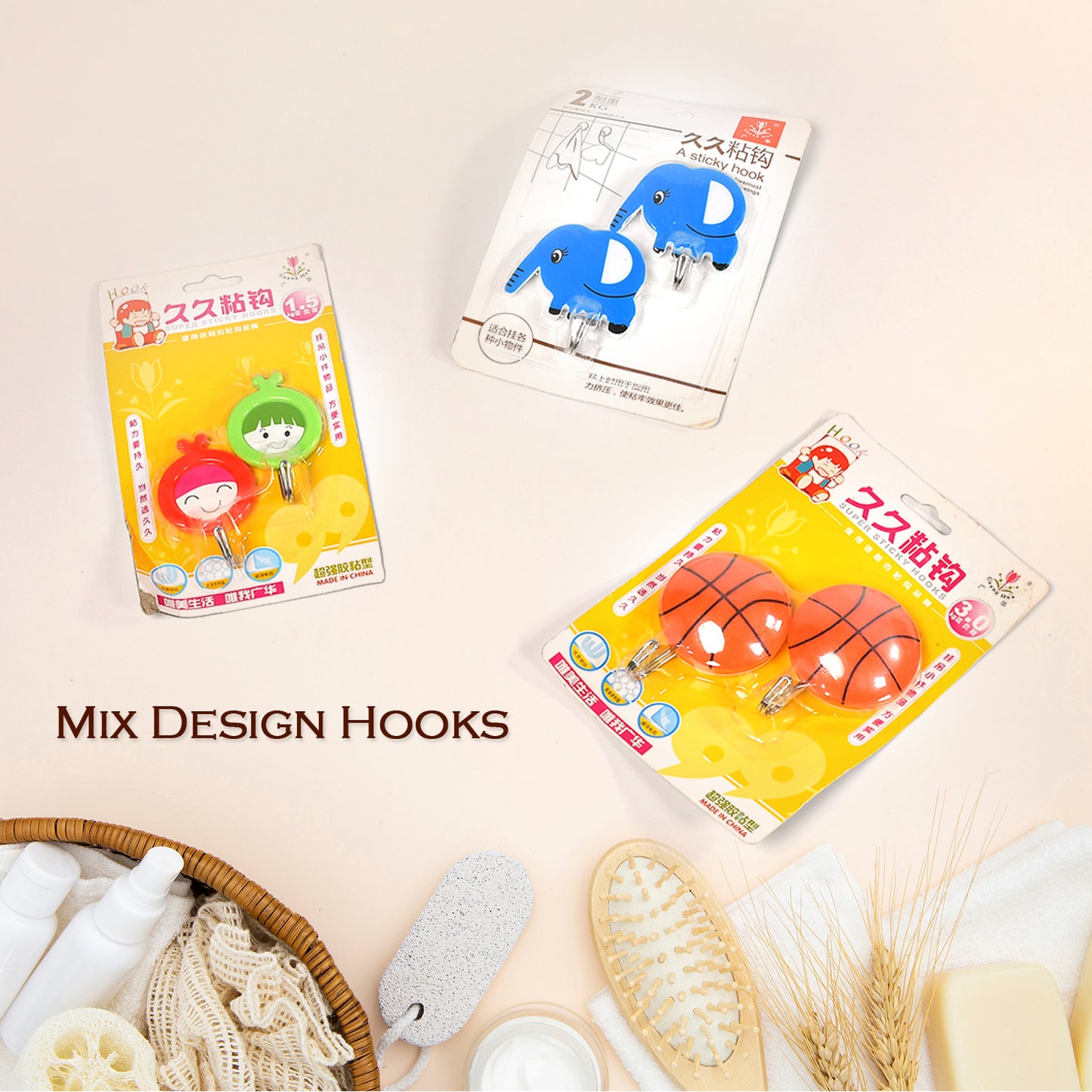 Mix Design Strong Adhesive Hook Wall Hooks High Quality Premium Hook For Home Office Multiuse Hook ( Set Of 10 ) - Happy Price - Image 5