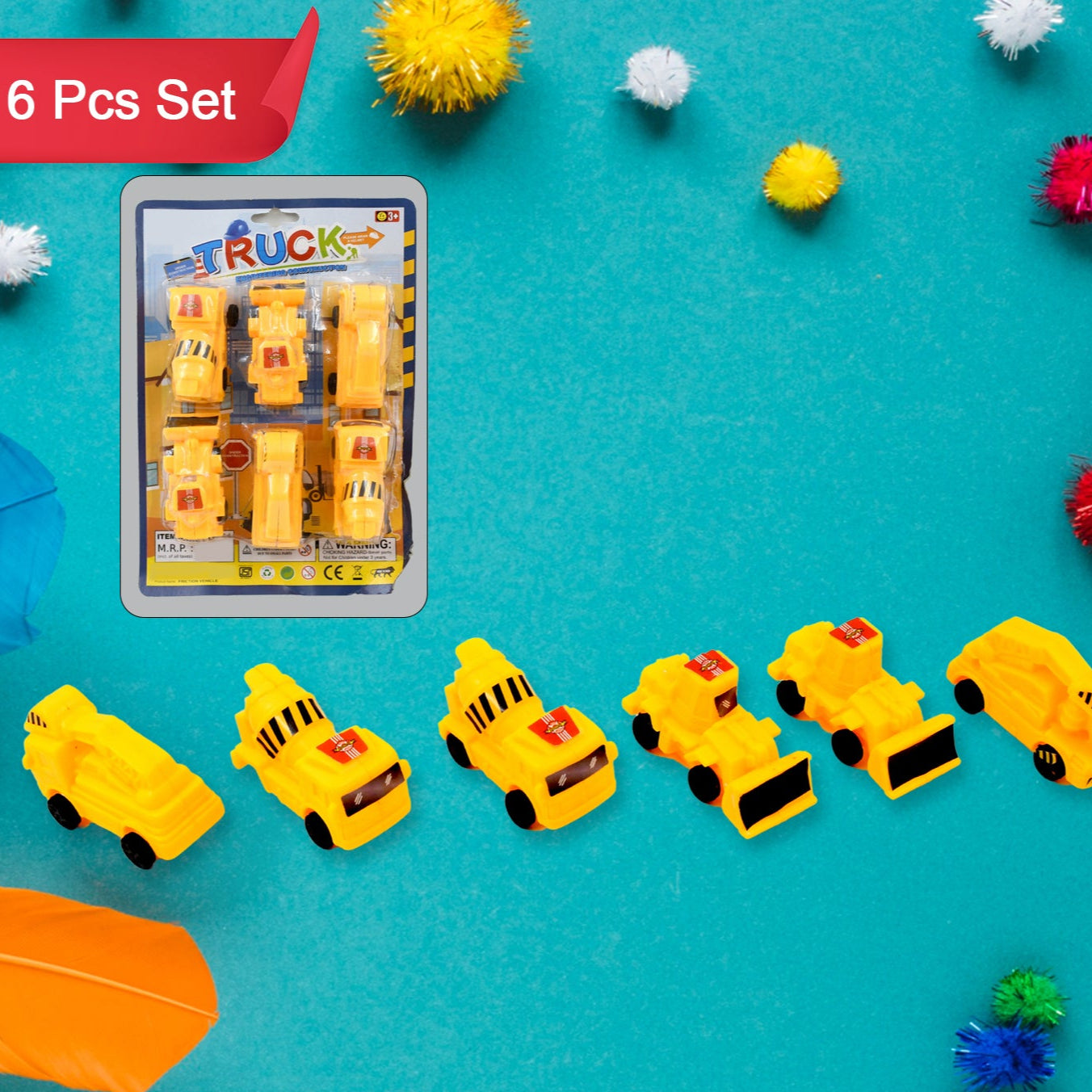 Vehicle Car Engineering Automobile Construction Car Toys Set For Children Kids Crane Excavator Road Roller Forklift Mixer Truck Transporter Truck Machine Construction Toys (6 Pcs Set) - Happy Price - Image 1