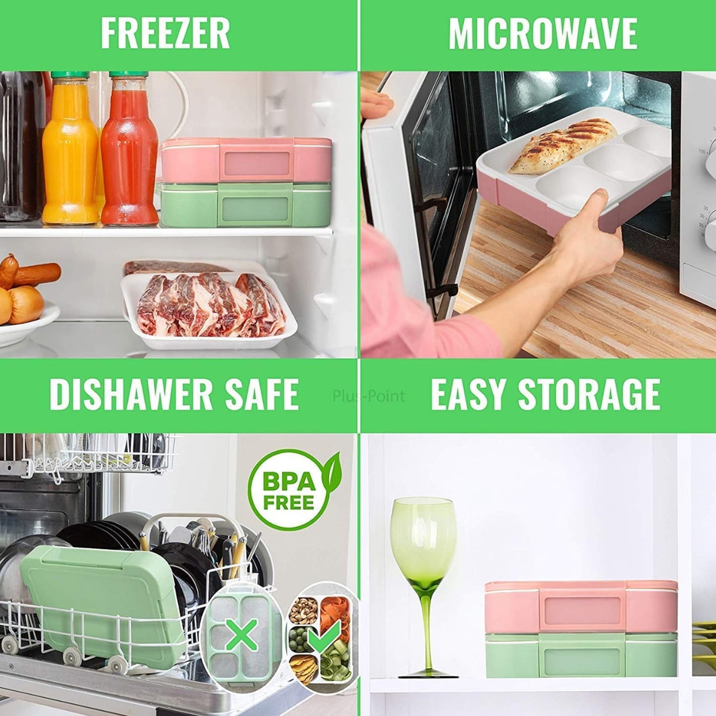 Lunch Box 4 Compartment With Leak Proof Lunch Box For School Office Use - Happy Price - Image 6