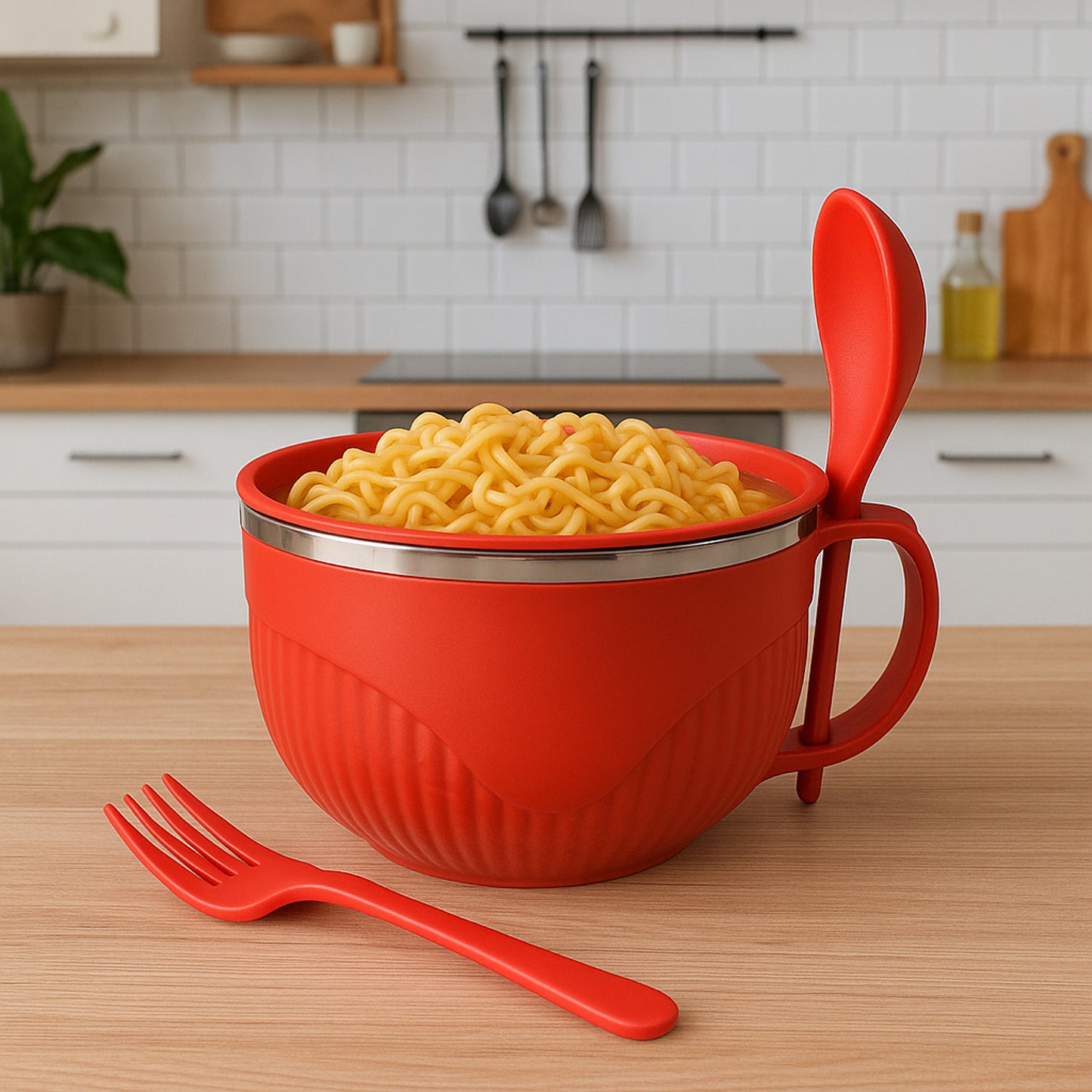 Supermom Refresh Insulated Soup Bowl with Lid, Spoon & Fork - 650ml - Happy Price - Image 3