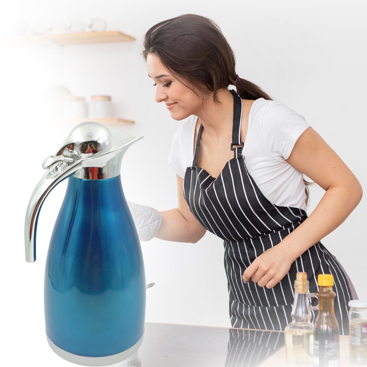 Vacuum Insulated Kettle Jug Vacuum Insulated Thermo Kettle Jug Insulated Vacuum Flask Vacuum Kettle Jug Stainless Steel For Milk Tea Beverage Home Office Travel Coffee ( 2 Ltr) (1pc) - Happy Price - Image 3
