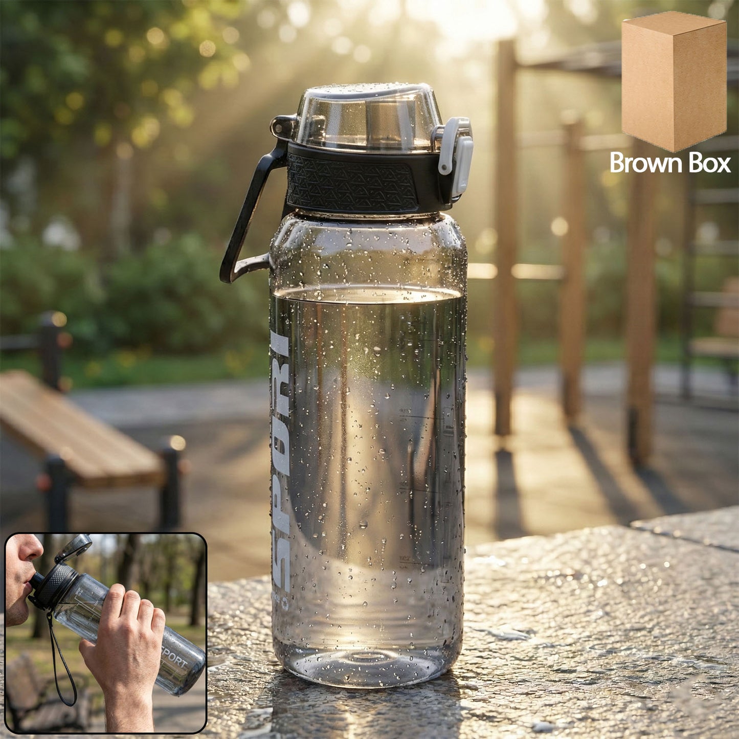 1000 ML Sports Water Bottle - Leakproof Flip Lock Lid, Carry Handle (1 Pc) - Happy Price - Image 2
