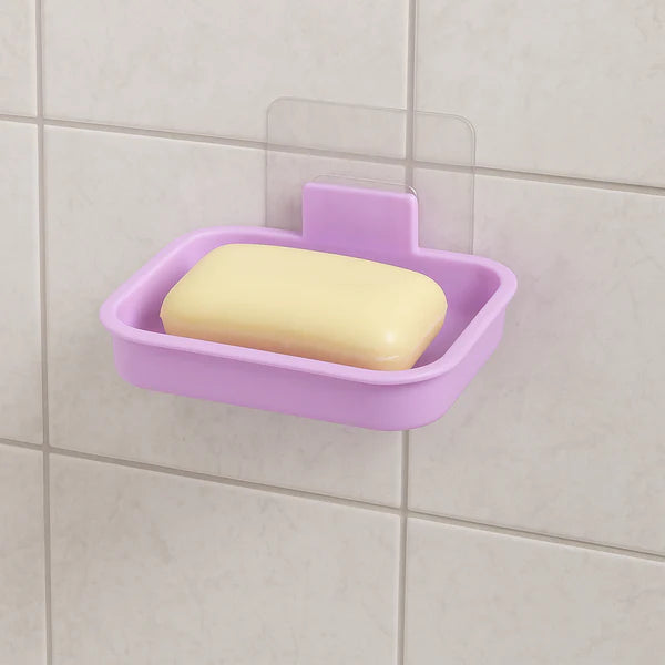 Plastic Soap Dish Holder For Bathroom Shower Wall Mounted Self Adhesive Soap Holder Saver Tray-plastic Sponge Holder For Kitchen Storage Rack Soap Box Bathroom (1 Pc) - Happy Price - Image 2