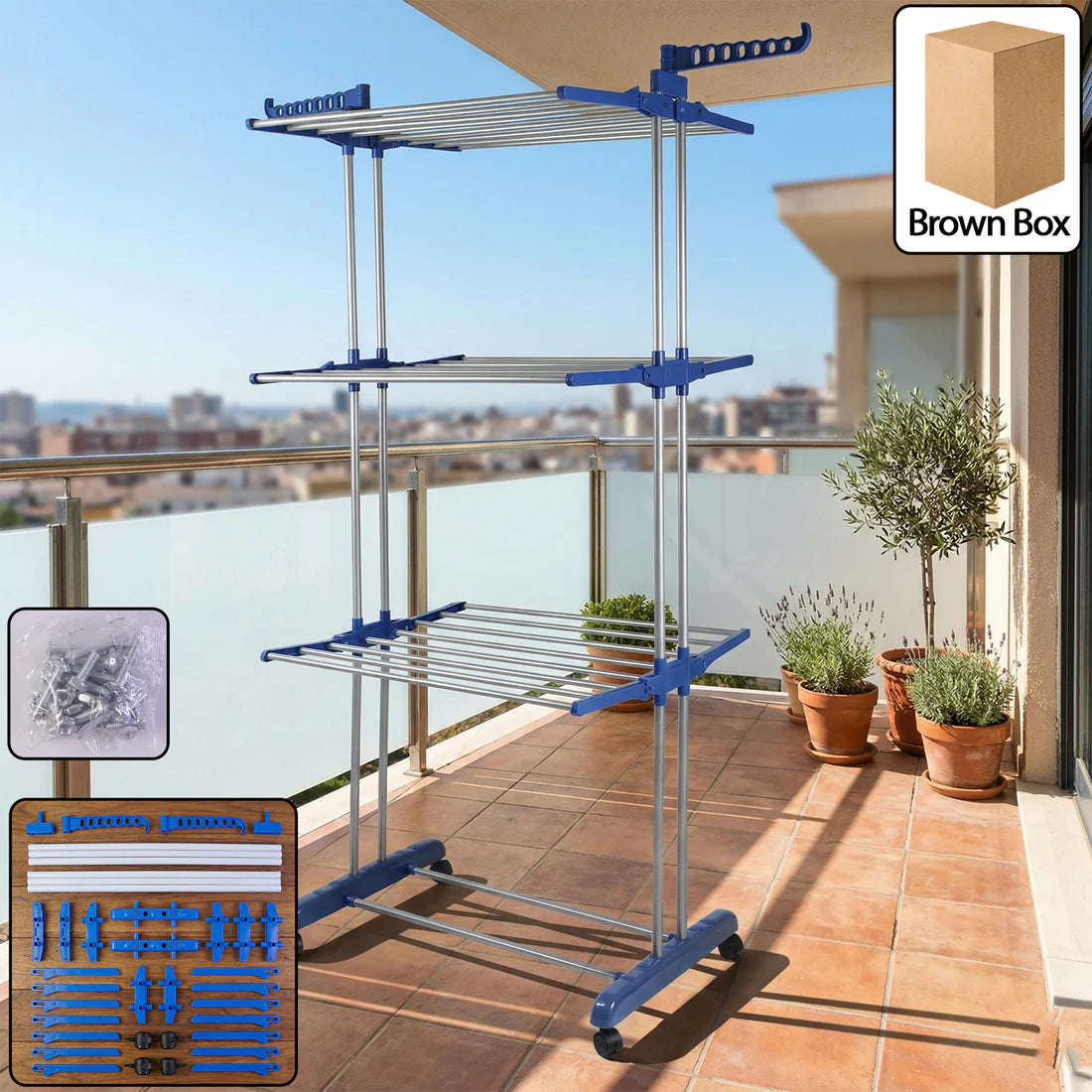 Heavy Duty Stainless Steel 3 Layer Foldable Clothes Drying Rack - Great Price - Image 5