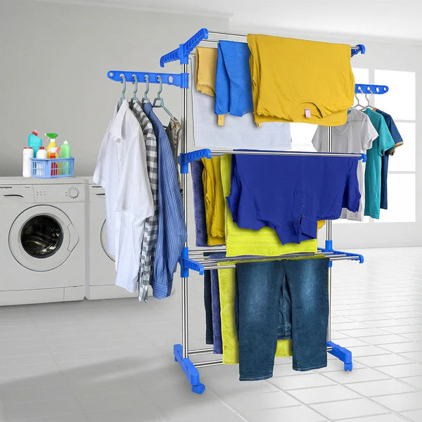 Heavy Duty Stainless Steel 3 Layer Foldable Clothes Drying Rack - Great Price - Image 2