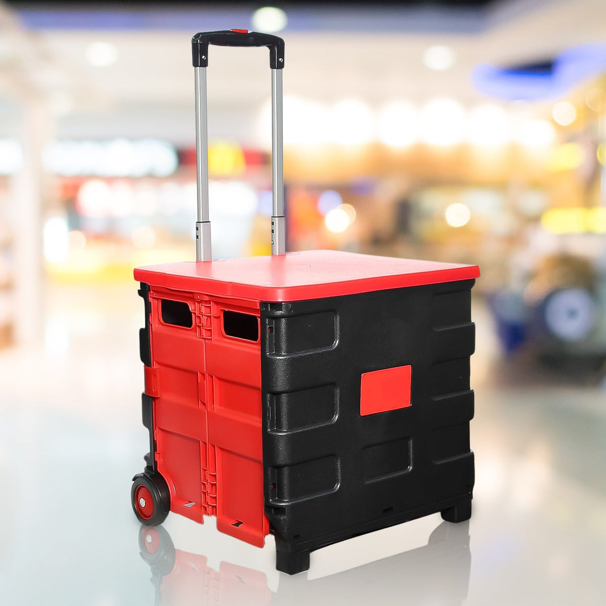 Foldable Shopping Grocery Trolley Cart Travel Portable Food Basket (1 Pc) - Happy Price - Image 2