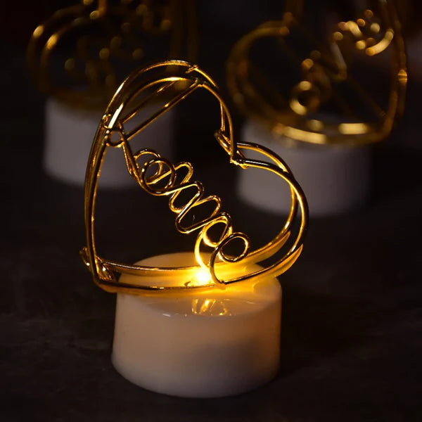 Valentines Day Love Set - Heart Light Chocolates Golden Flower Gift Box