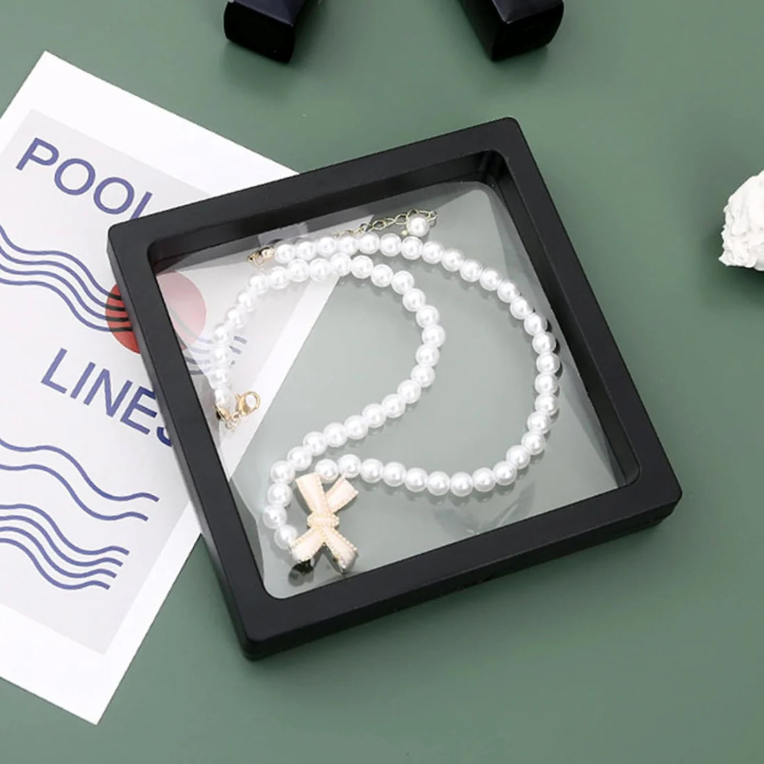 Transparent Jewellery Display Box (11x11 cm, 1 Pc) - Floating Frame Organizer - Happy Price - Image 4