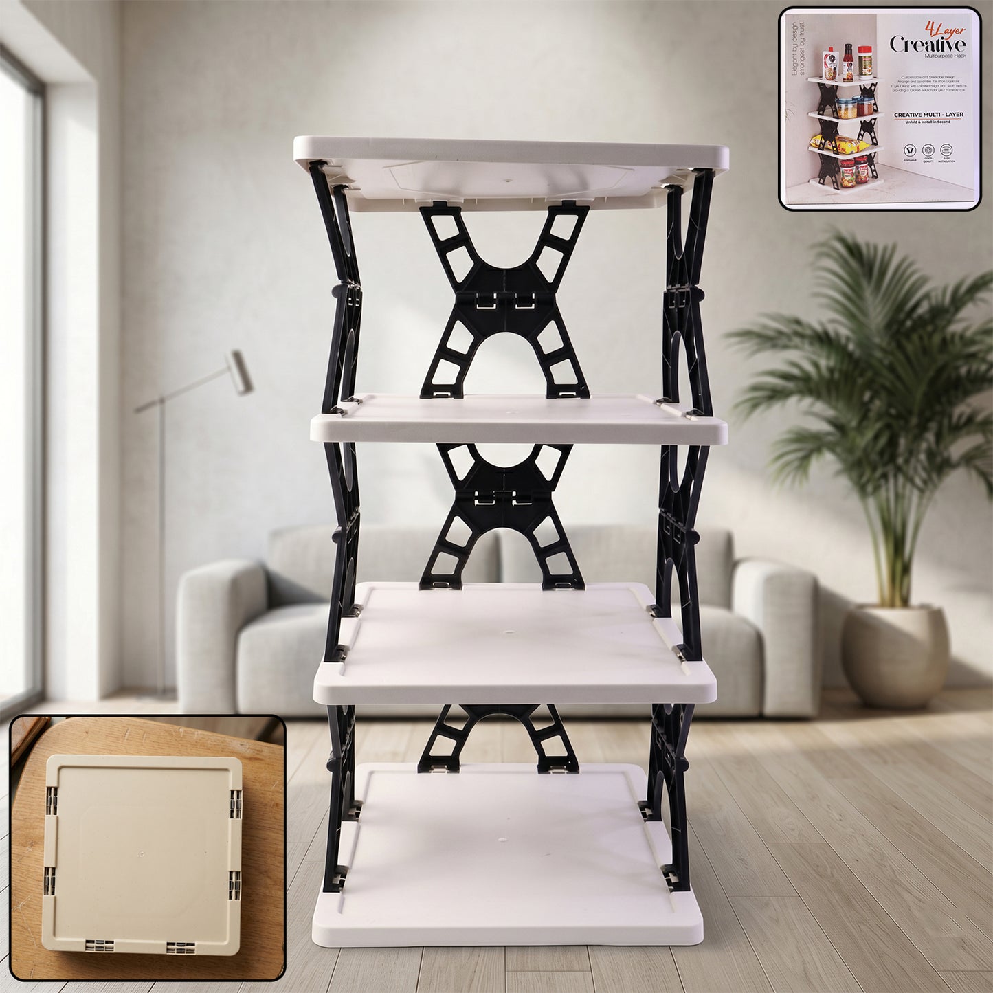 Foldable 4-Tier Multipurpose Storage Rack Organizer (1 Pc) - Great Price - Image 2