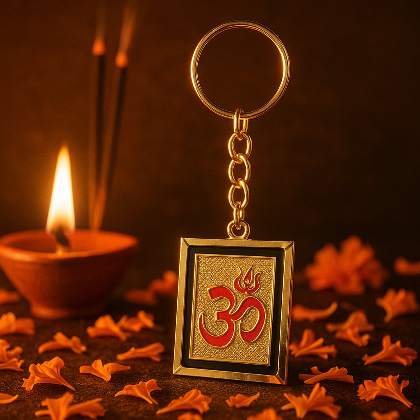 Om Trishul Golden Metal Keychain (1 Pc) - Spiritual Car Keyring - Happy Price - Image 5