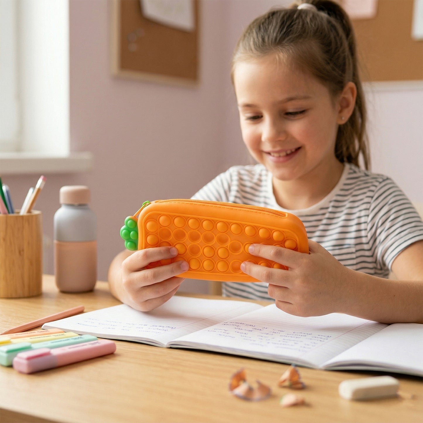 Silicone Pop It Pencil Pouch with Zipper - 1 Pc - Great Price - Image 3