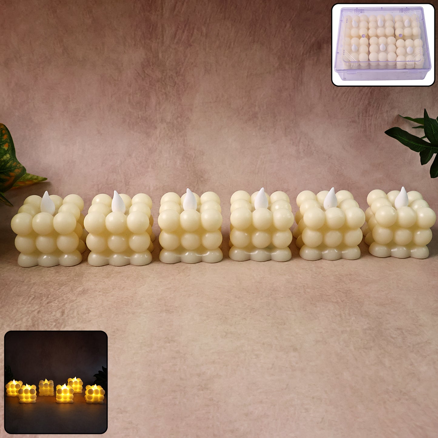 Decorative LED Bubble Candles - 6 Piece Set with Warm Glow - Happy Price - Image 3