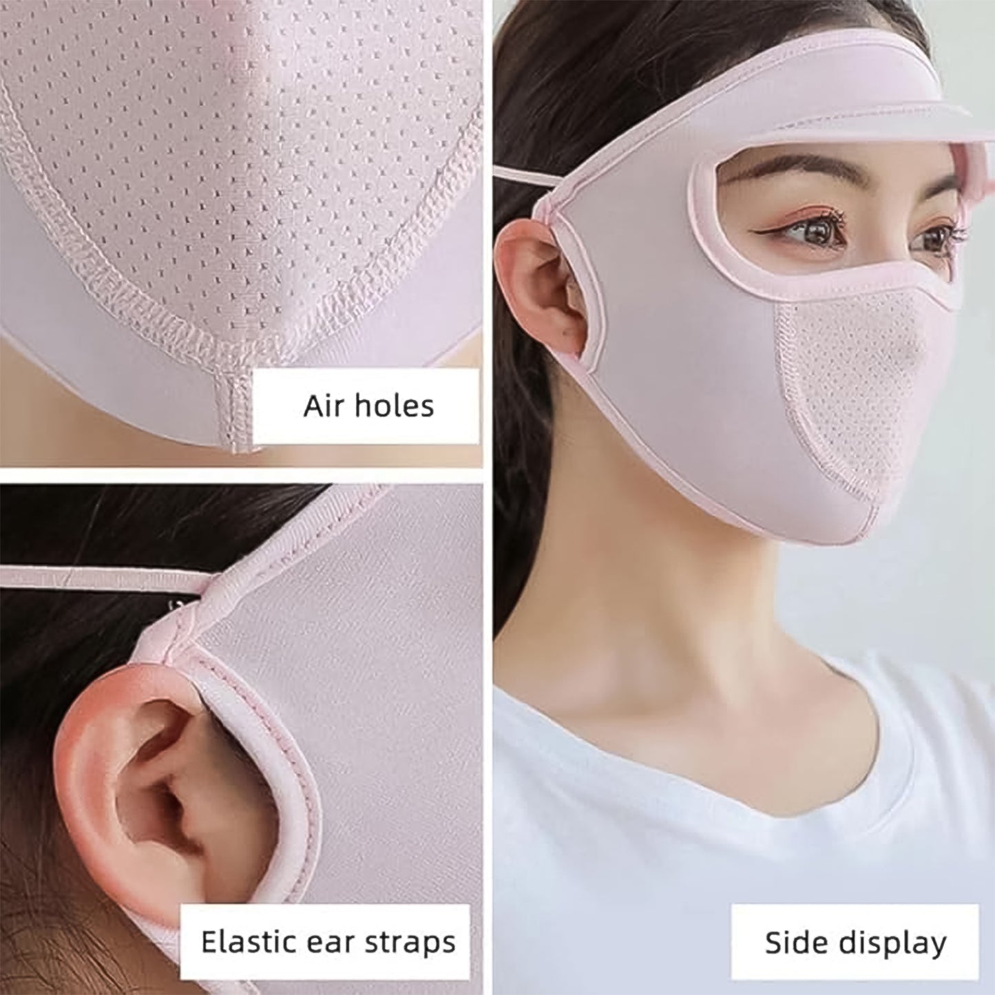 Womens Full Face Uv Protection Cap With Built-in Mask And Wide Brim Visor Breathable (1 Pc) - Happy Price - Image 4