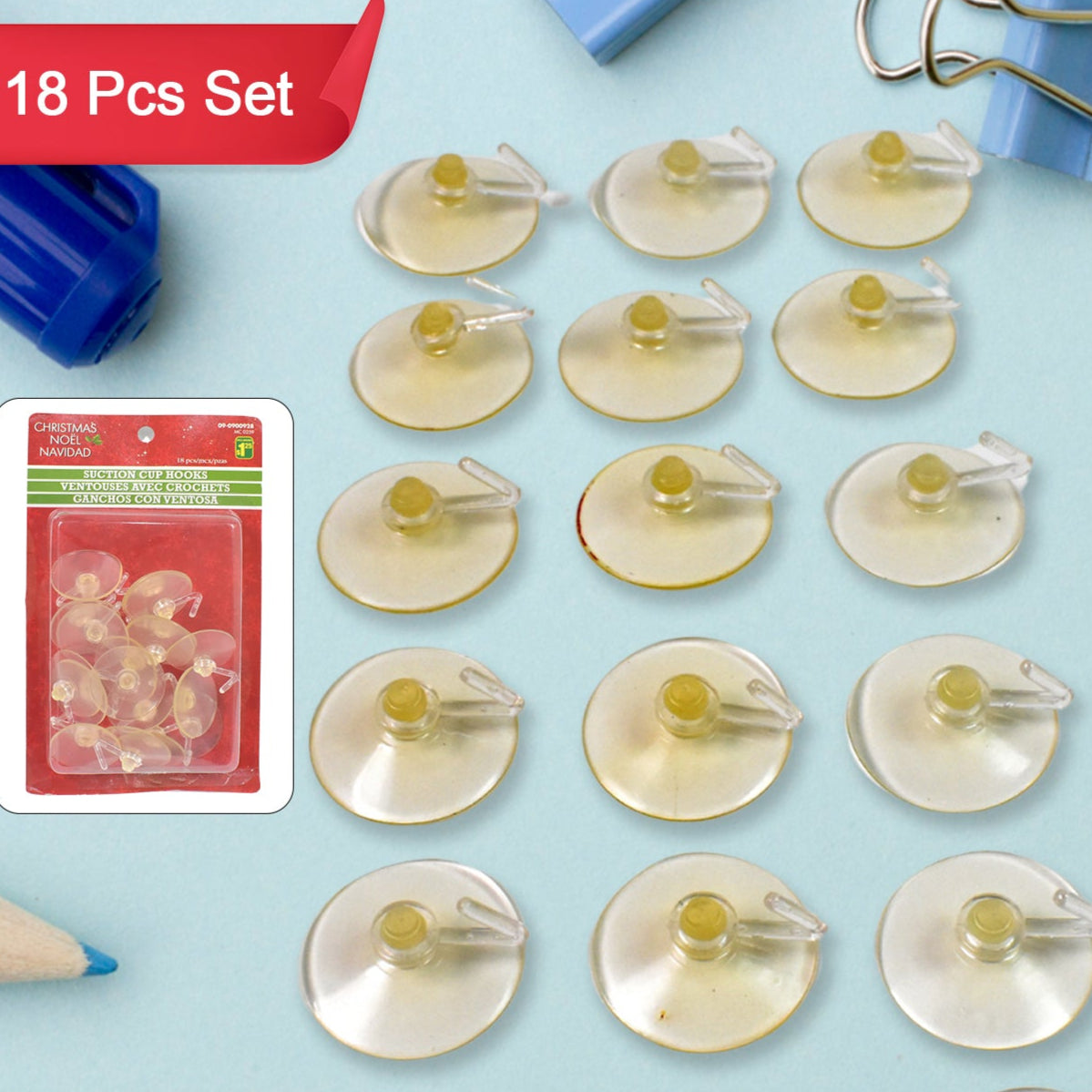 Transparent Rubber Vacuum Sucker Suction Cup Hooks (18 Pcs Set) - Happy Price - Image 1