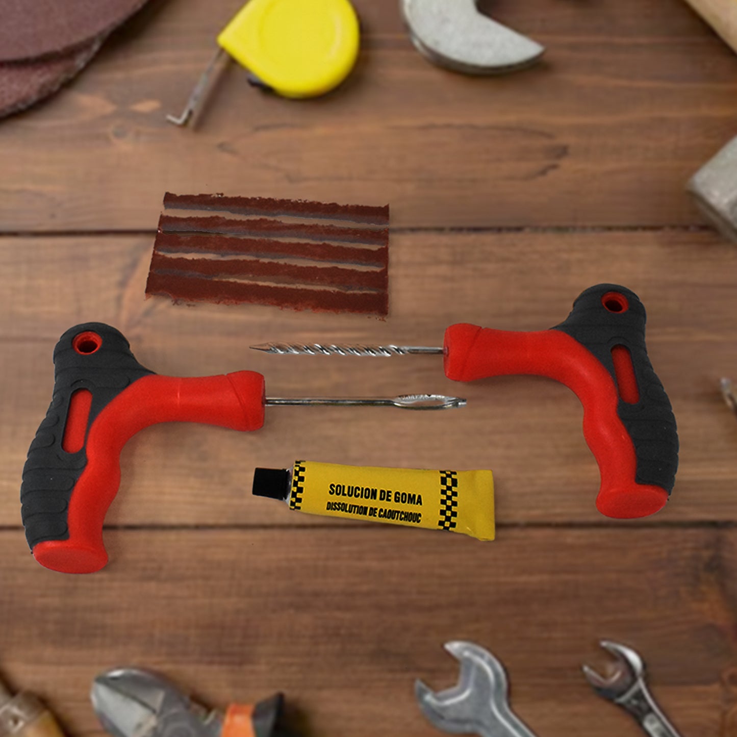 4 In 1 Universal Tubeless Tyre Puncture Repair Kit Puncher Patch Tools - Happy Price - Image 4