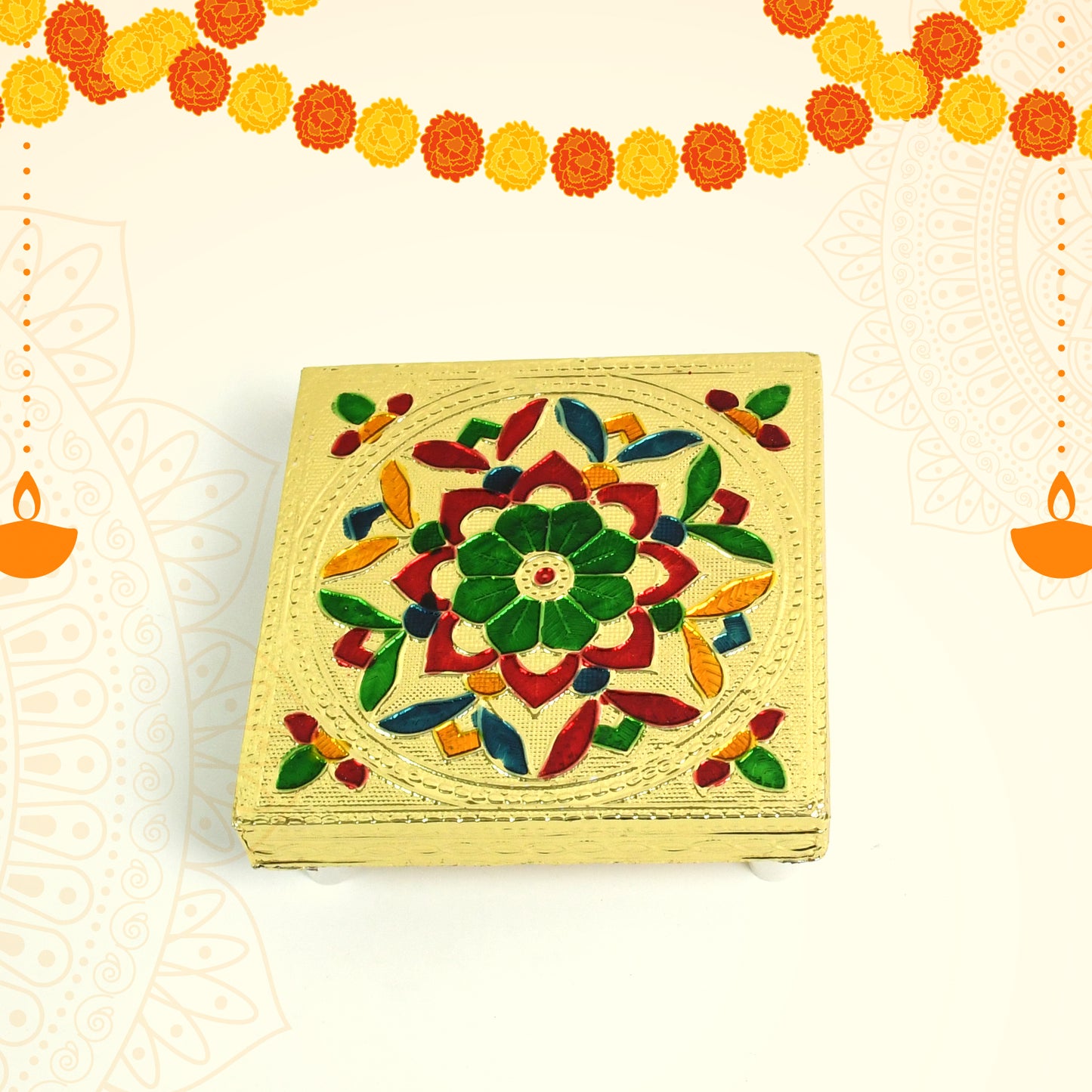 Multipurpose Traditional Decorative Design Wooden Chowkibajot (1 Pc Set) - Happy Price - Image 4