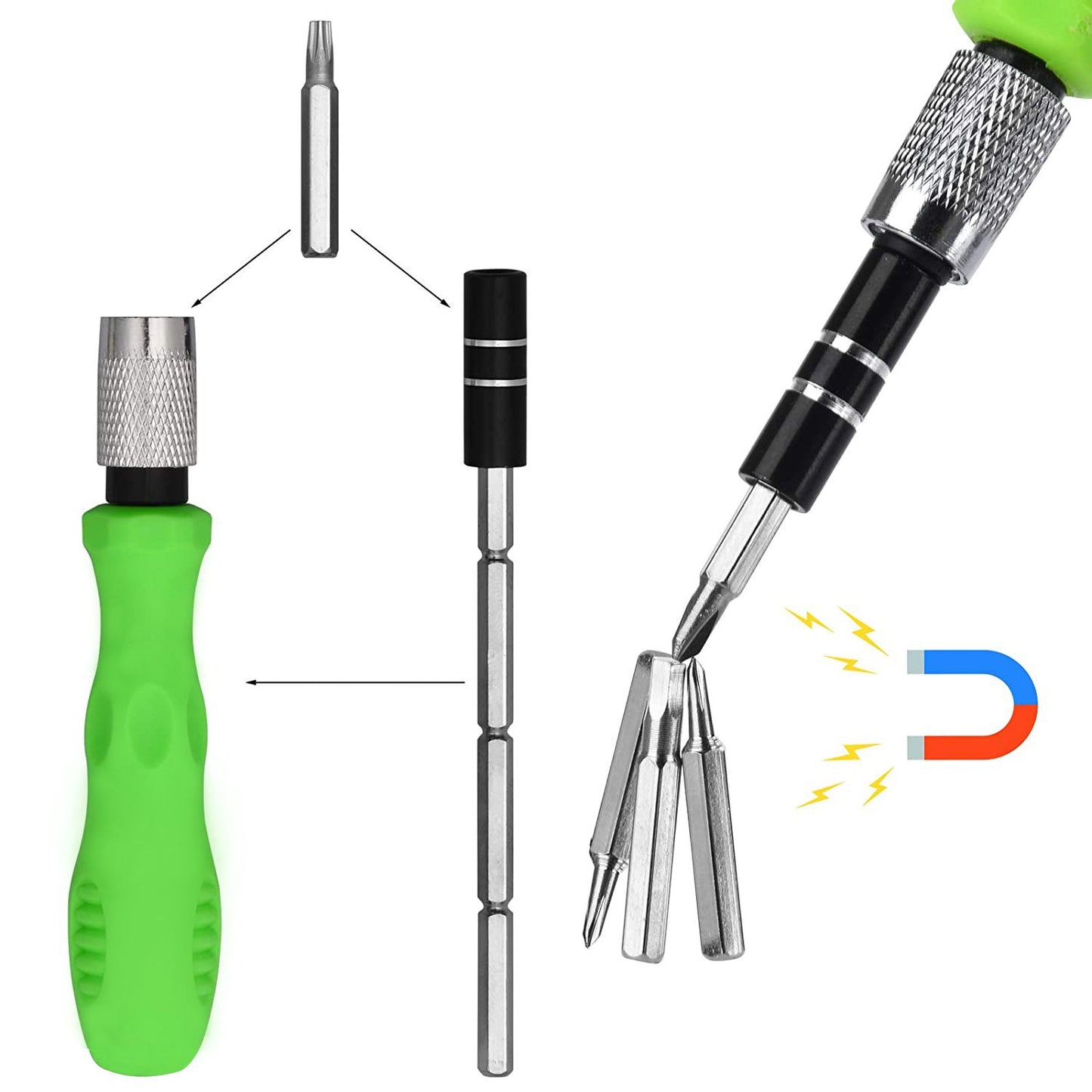 32 In 1 Mini Screwdriver Bits Set With Magnetic Flexible Extension Rod - Happy Price - Image 3