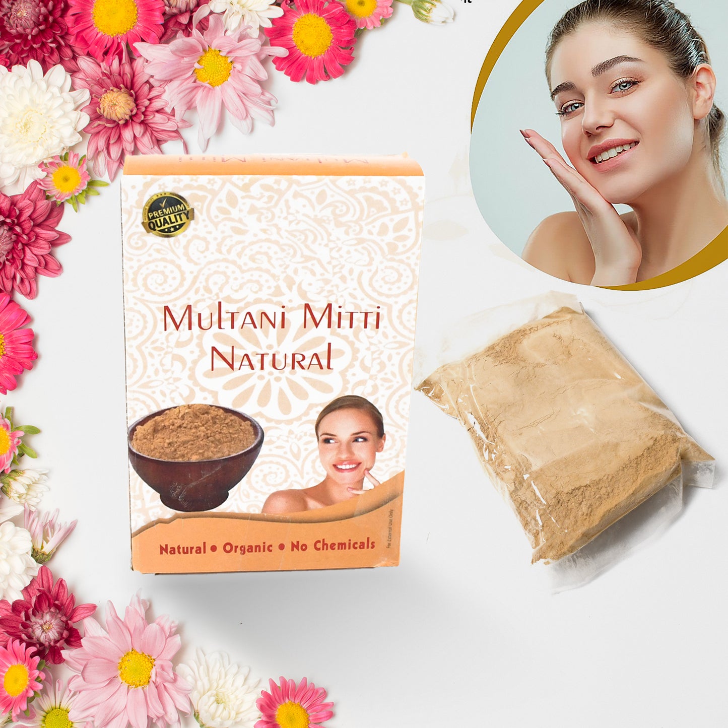 100gram Herbal Tan Removing Multani Mitti Face Pack For Skin Care Age Group - Happy Price - Image 2