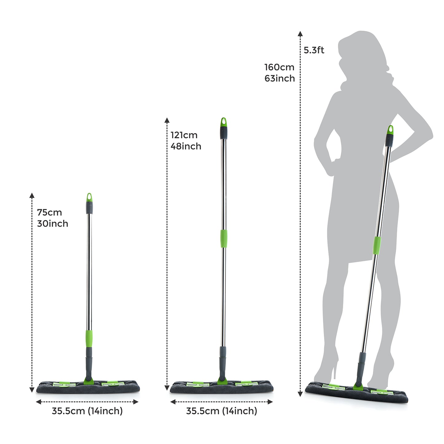 Multipurpose Wet And Dry Cleaning Microfiber Flat Mop Floor Cleaning Mop With 360 Degree Rotating Head And Telescopic Handle Steel Rod Long Handle Dry Mops Standard (1 Piece Multi-colour) - Happy Price - Image 4