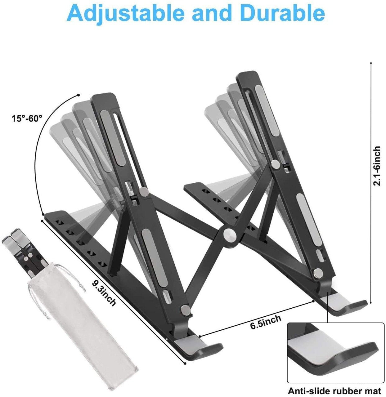 Adjustable Laptop Stand Holder With Built-in Foldable Legs And High Quality Fibre - Happy Price - Image 3