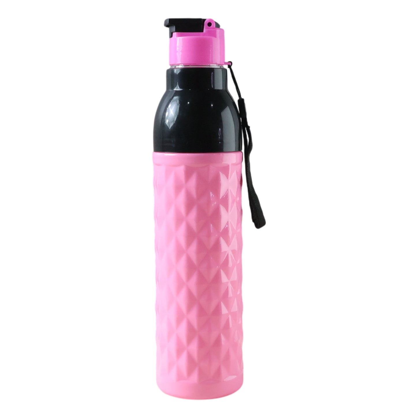 1000 ML Diamond Pattern Leakproof Water Bottle with Flip Top Lid & Carry Strap (1 Pc) - Happy Price - Image 4