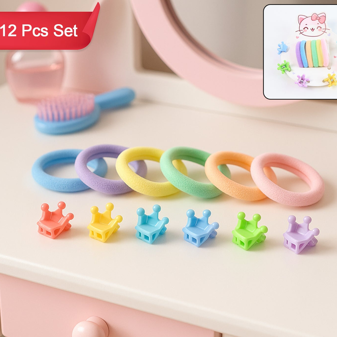 Hair Clip Hairband Accessories Set For Girls (12 Pc) - Happy Price - Image 1