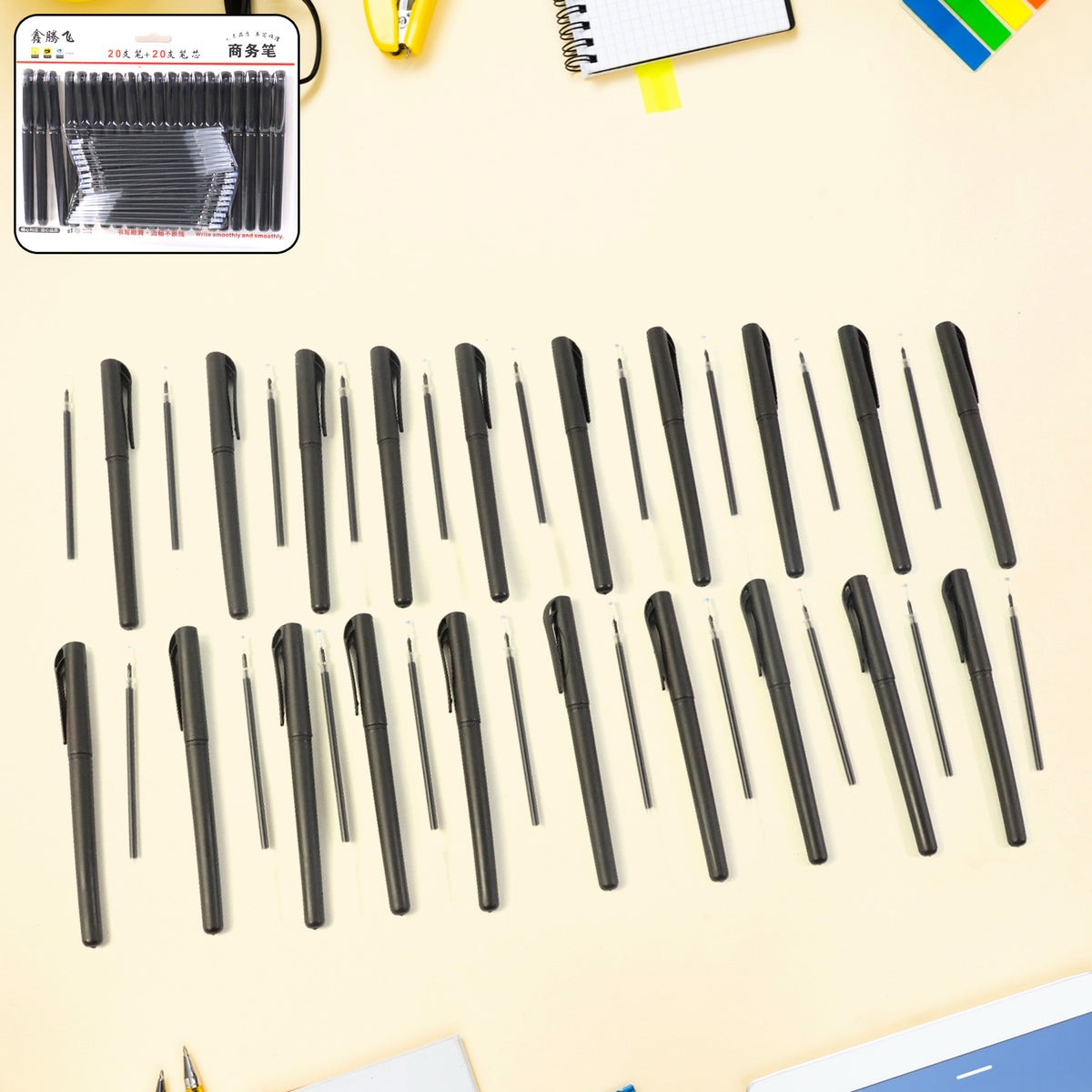 20 Piece Refillable Black Marker Pen Set with Extra Ink for Smooth Writing - Great Price - Image 7