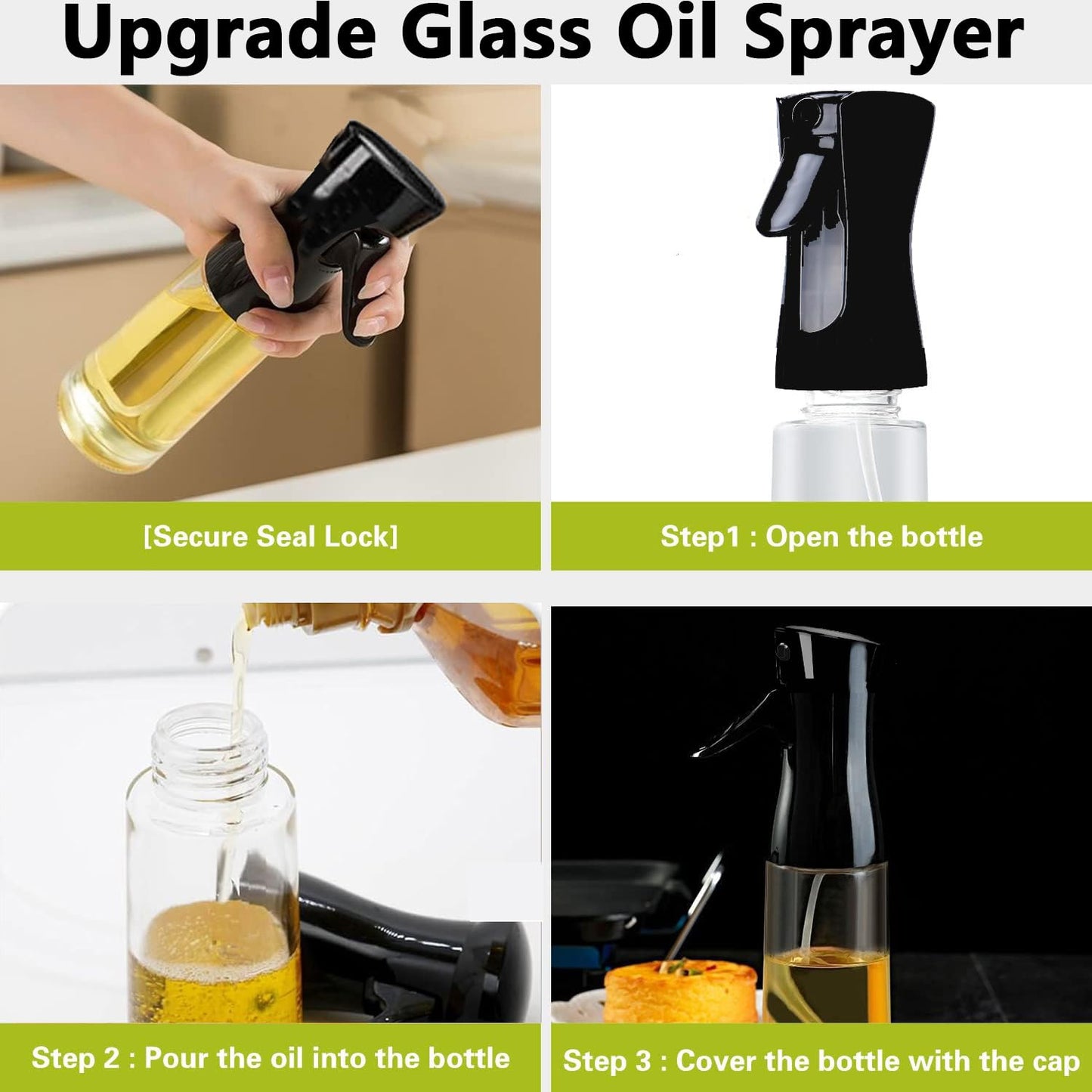 Glass Oil Spray Bottle - 300ml Fine Mist Sprayer for Cooking - Great Price - Image 6