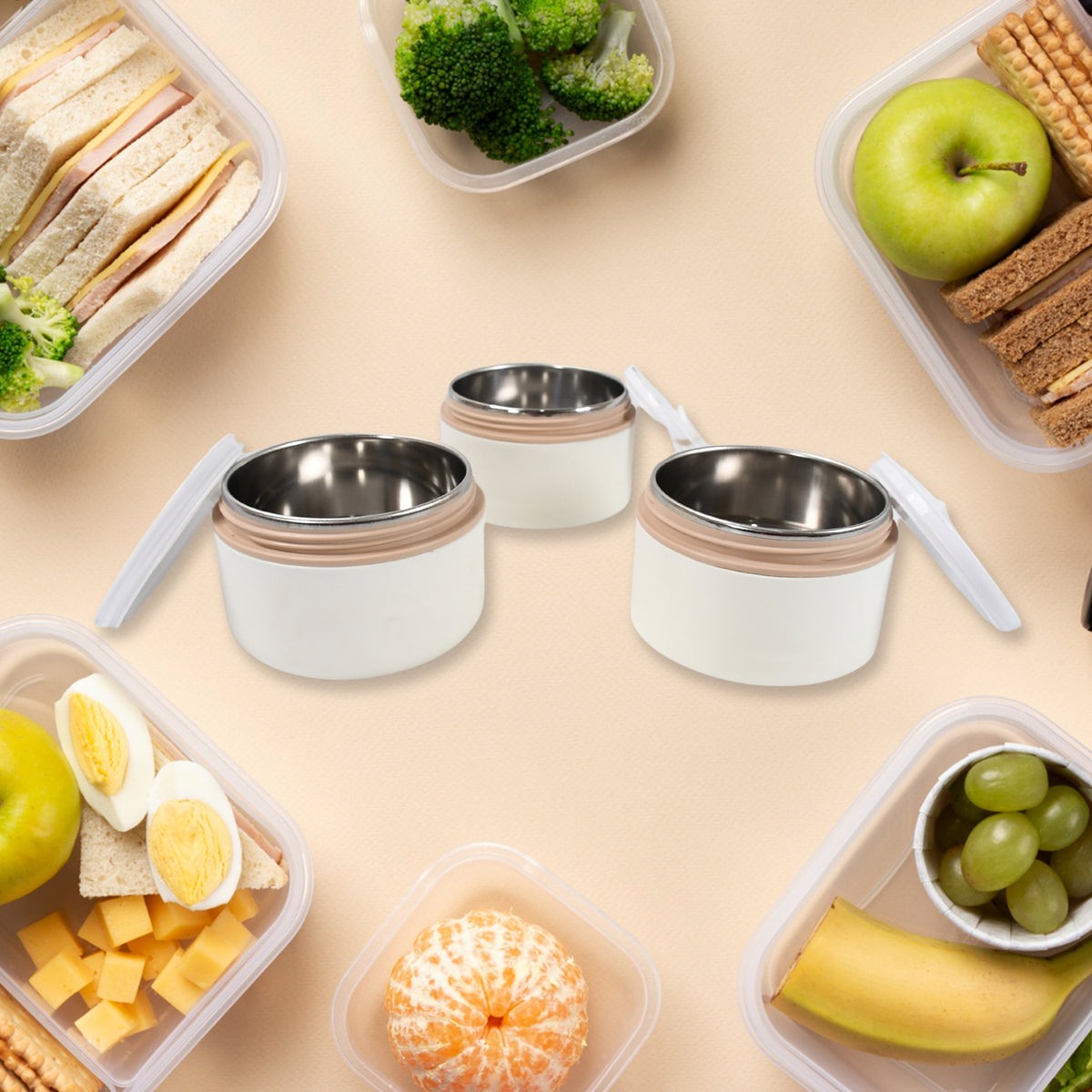 Ganesh Smart Stack 23 Layer Portable Lunch Box Stainless Steel Airtight Leak-proof Lunch Box For Office School Picnic Color May Vary (2 Layer 3 Layer) - Happy Price - Image 4