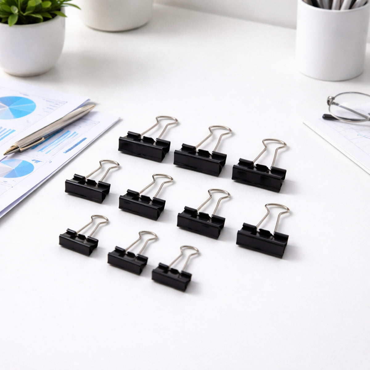 Strong Black Binder Clips - Pack of 10 for Secure Paper Management - Happy Price - Image 5