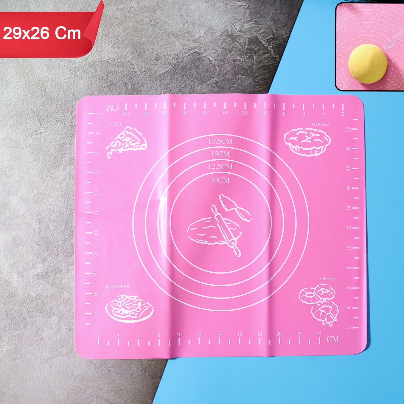 Non-Stick Baking Mat with Measurement Guides - 29x26 cm (1 Pc) - Happy Price - Image 1
