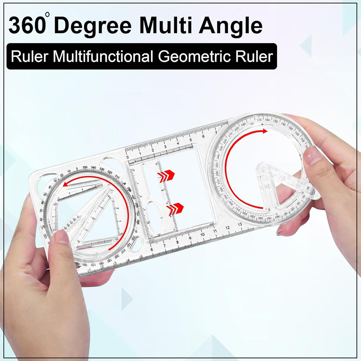 1 Pc Multi-Purpose Geometry Drawing Tool with Ruler, Protractor & Stencils - Happy Price - Image 5