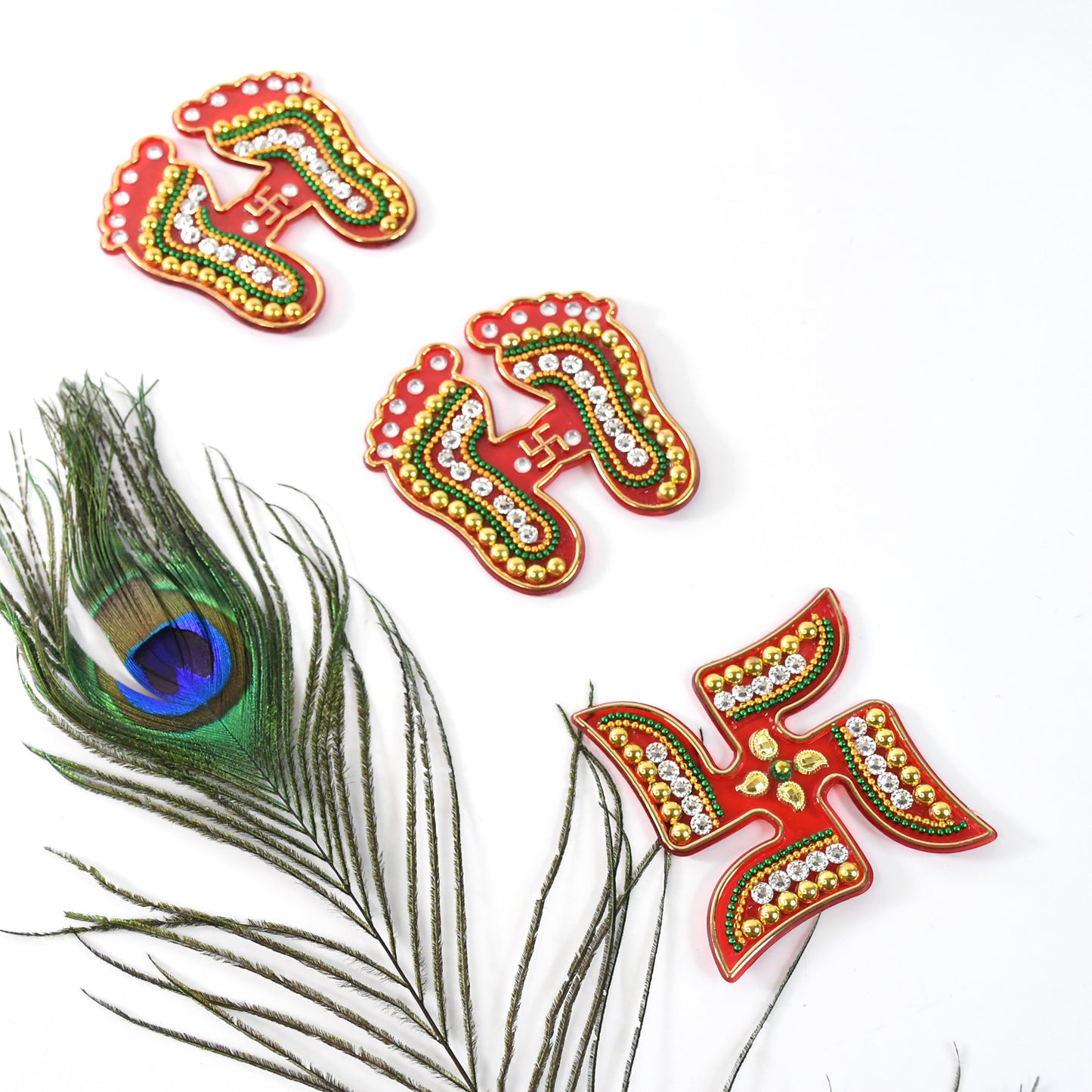 Decorative Laxmi Charan (Pagla) Swastik Combo Set (3pc Set) - Happy Price - Image 5