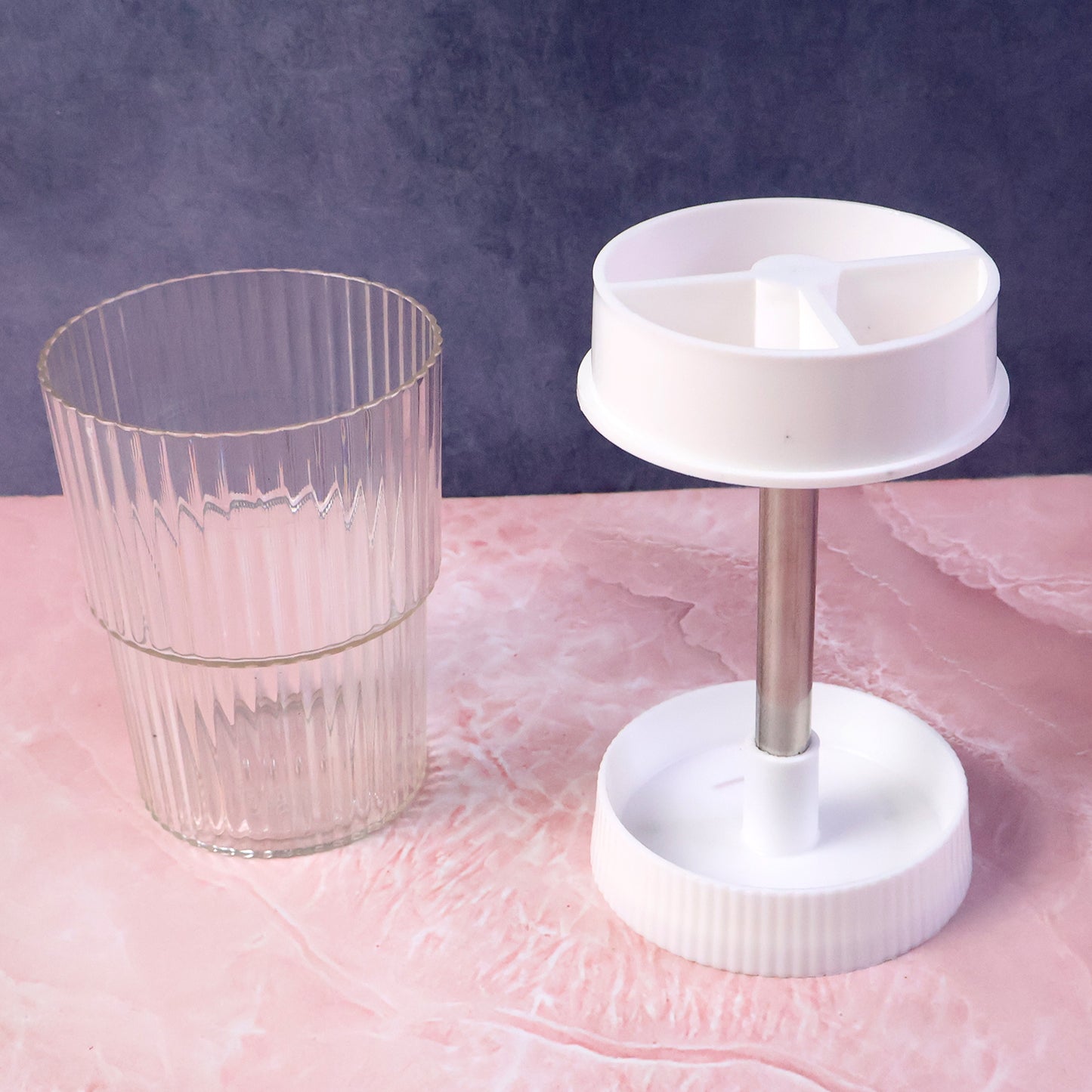 Rotating Bathroom Toothbrush Holder Stand with Organizer Tray and Cup (1 Pc) - Happy Price - Image 3