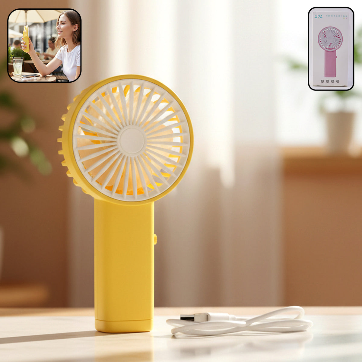 Mini USB Rechargeable Handheld Fan - Portable Cooling (1 Pc) - Happy Price - Image 2