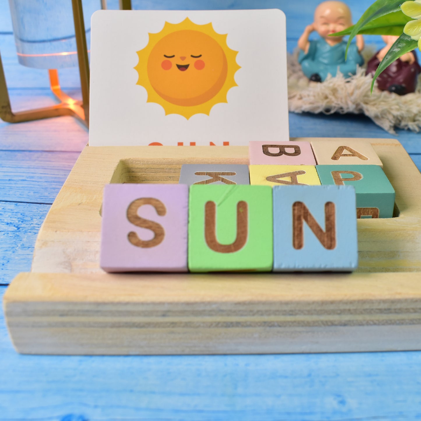 Alphabet Puzzle Spelling Reading Words (26 Flash Cards 8 Woodenblock) - Happy Price - Image 6