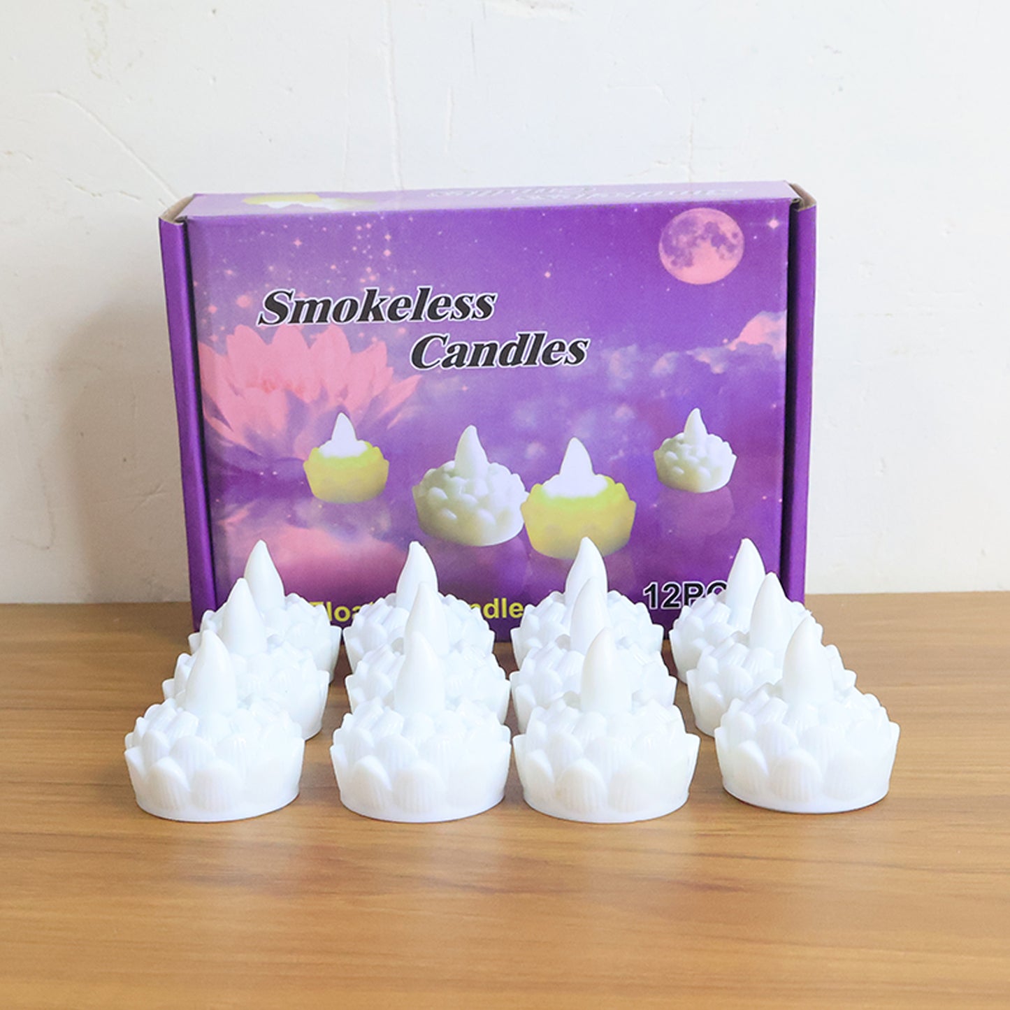 12 Pcs LED Floating Lotus Candles with Water Sensor - Flameless Decorative Lights - Happy Price - Image 7