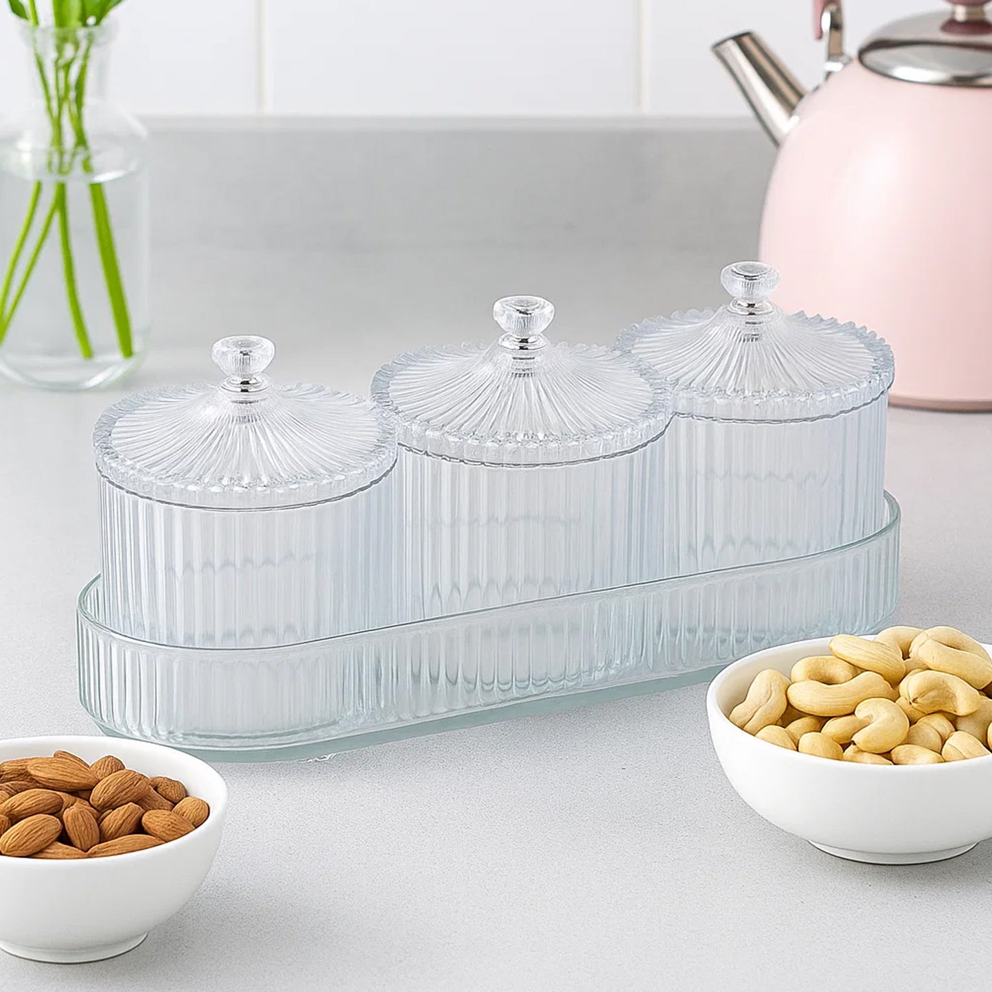 3 Piece Dry Fruit & Snack Storage Set with Tray - Happy Price - Image 3