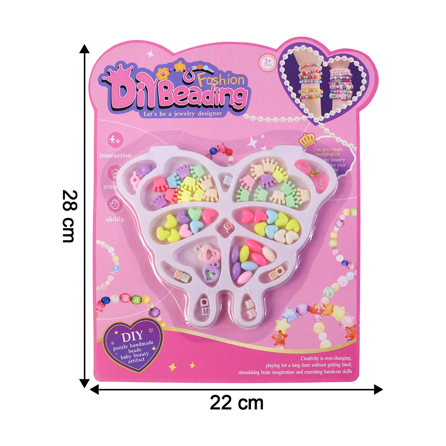 Kids Jewellery Making Kit with Butterfly Organizer Tray - DIY Beads Craft Set (1 Set) - Happy Price - Image 5