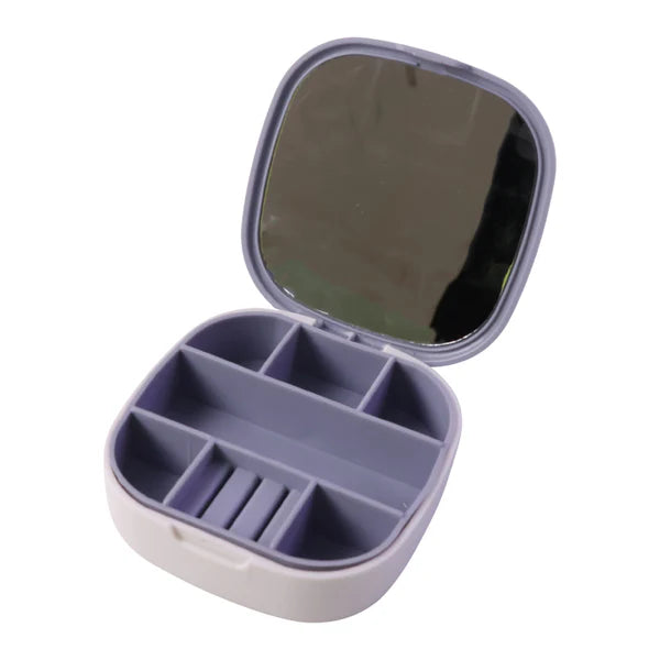 Plastic Jewelry Storage Box With Built-in Mirror Multi-section (1 Pc)