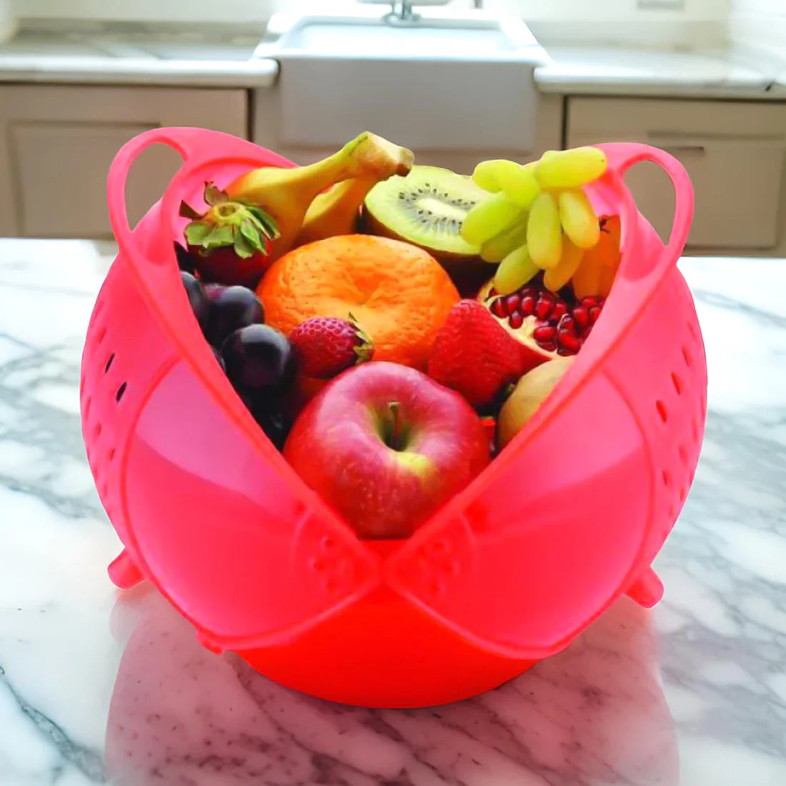 Plastic Revolving Multi Functional Rice Vegetable Fruit Wash Basket Bowl (Multi Colour) - Happy Price - Image 6