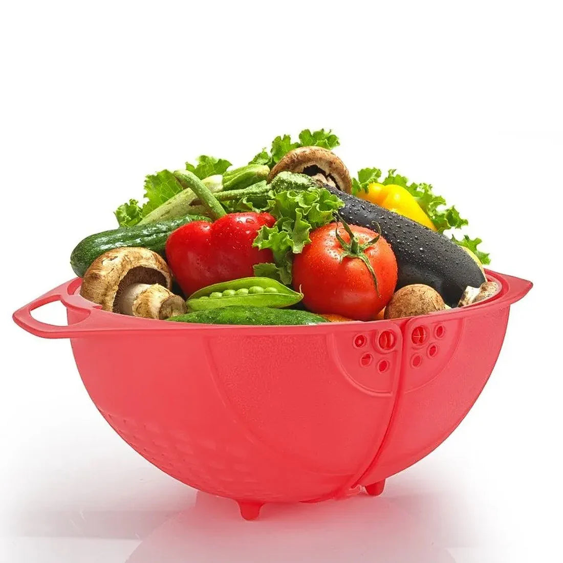 Plastic Revolving Multi Functional Rice Vegetable Fruit Wash Basket Bowl (Multi Colour) - Happy Price - Image 5