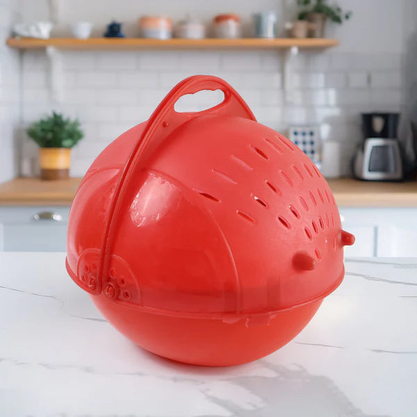 Plastic Revolving Multi Functional Rice Vegetable Fruit Wash Basket Bowl (Multi Colour) - Happy Price - Image 2