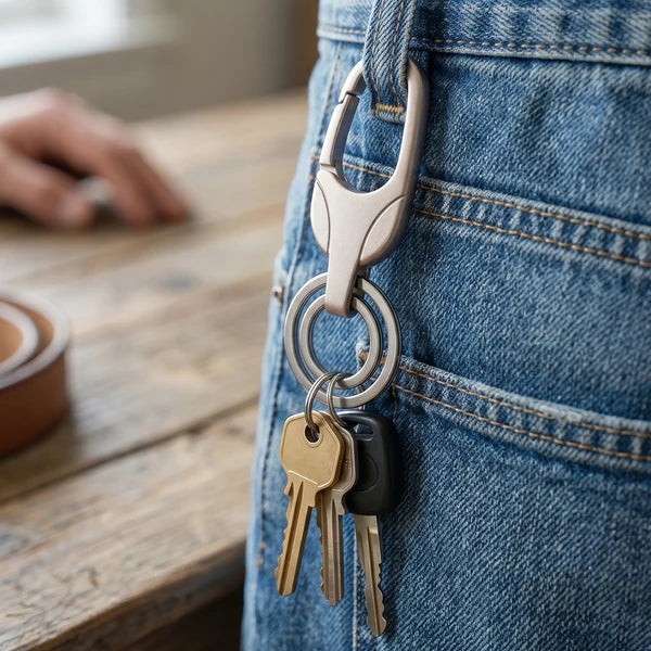 Heavy Duty Metal Key Holder with Carabiner Clip - 1 Pc - Great Price - Image 1