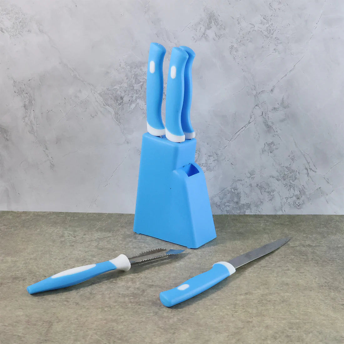 6-Piece Stainless Steel Kitchen Knife and Peeler Set with Stand - Happy Price - Image 2