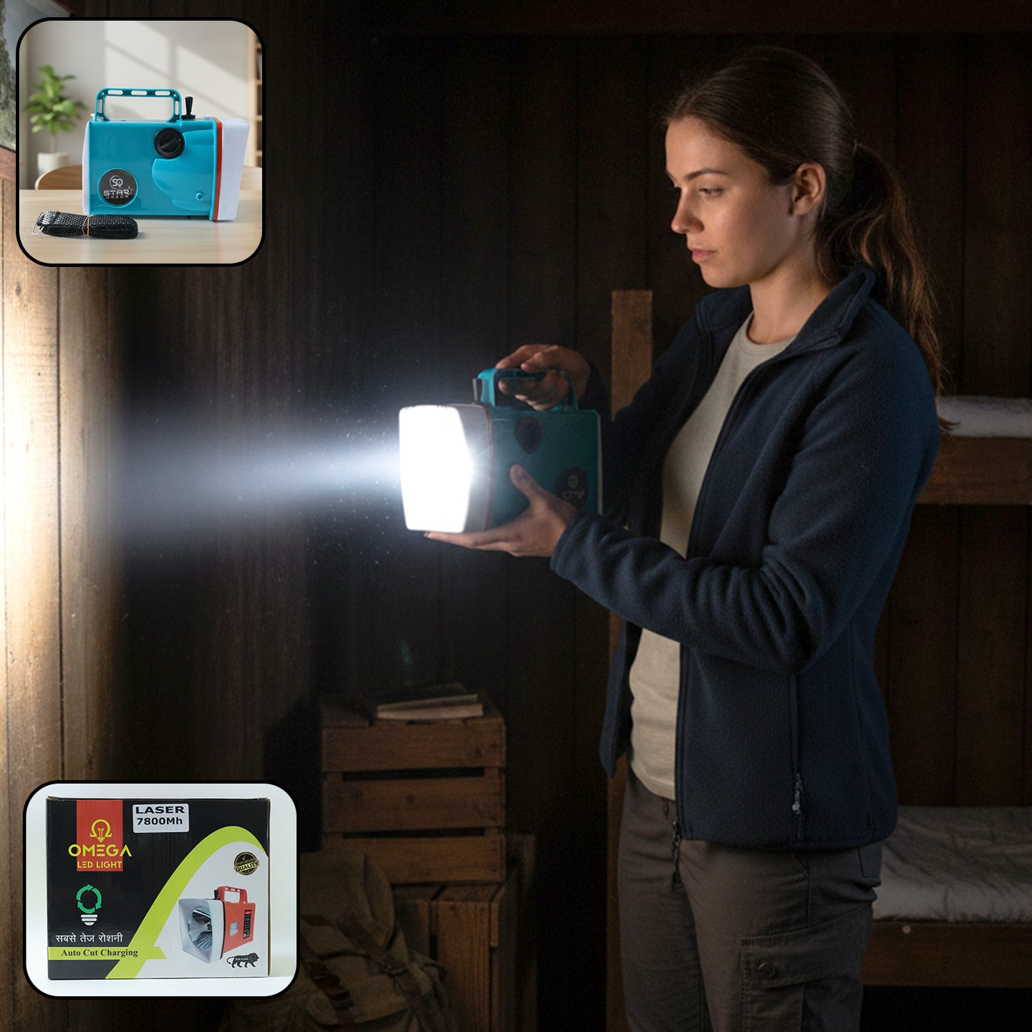 Omega 7800mAh Rechargeable LED Torch with Laser Beam - 1 Pc - Great Price - Image 2
