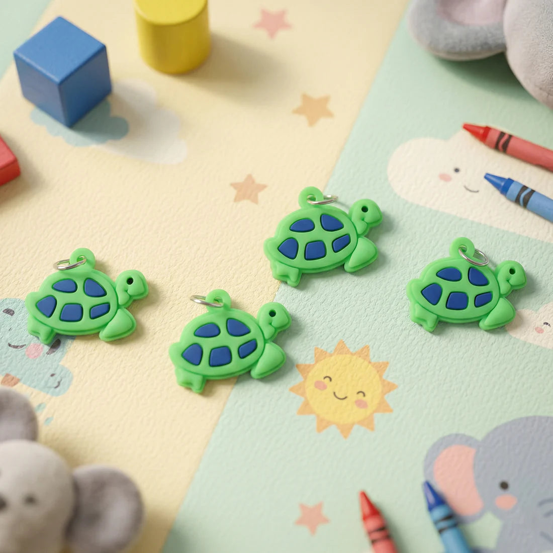 Cute Turtle Shape Bag Charm Keychain Set (10 Pc)