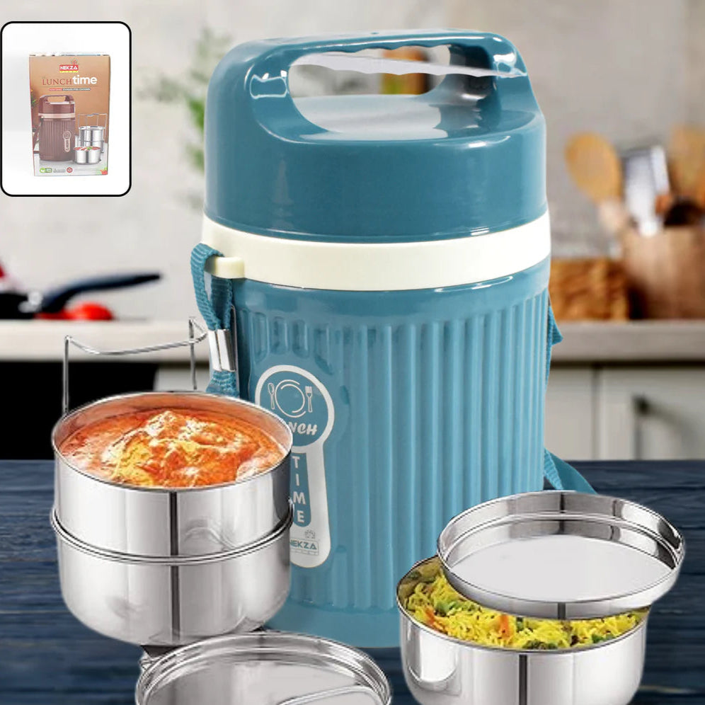 Smart Insulated Stainless Steel Tiffin 3 Compartment Lunch Box With Handle Stackable Stainless Steel Lunch Box Bpa Free Leakproofdabba For Office Home School (1 Pc 3 Compartment) - Happy Price - Image 5