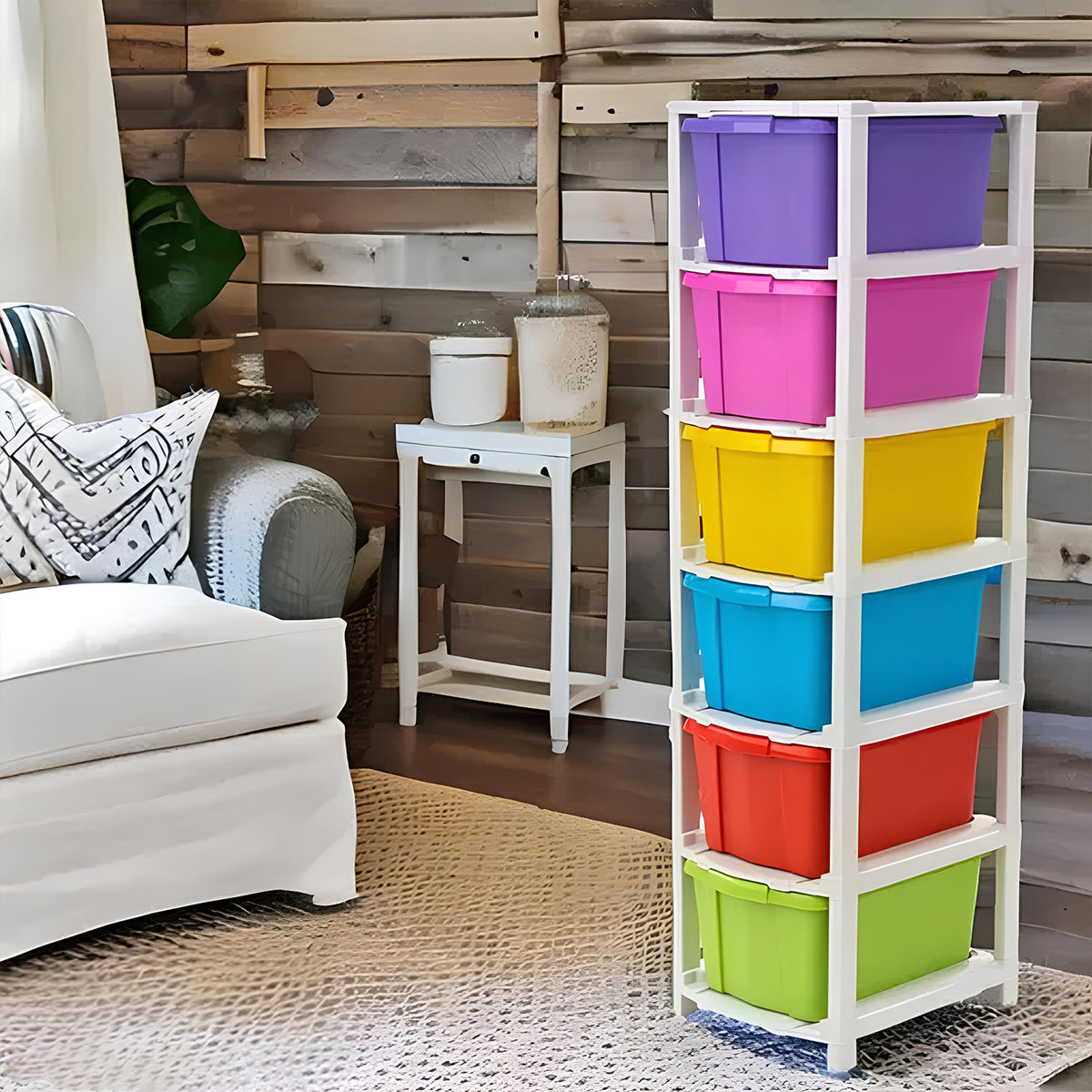 6-layer Multi-colored Plastic Storage Drawer Cabinet - Happy Price - Image 2