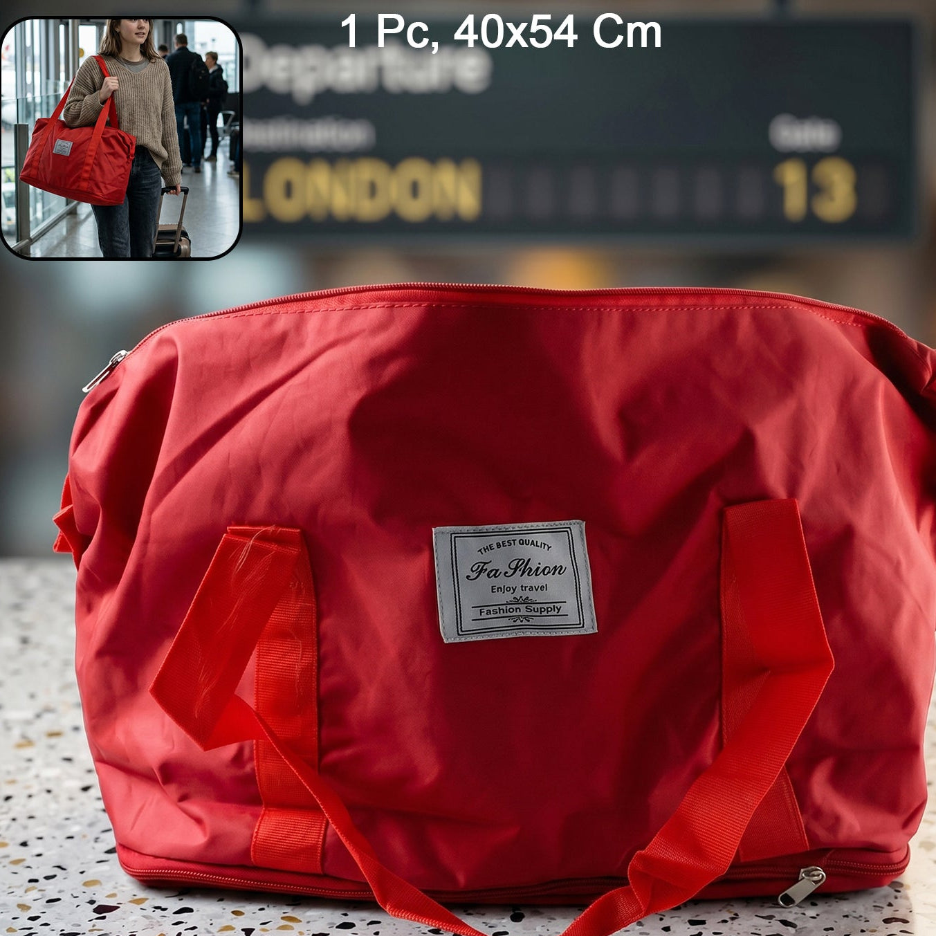 Spacious Red Travel Tote Bag - 40x54 Cm - 1 Pc - Great Price - Image 1